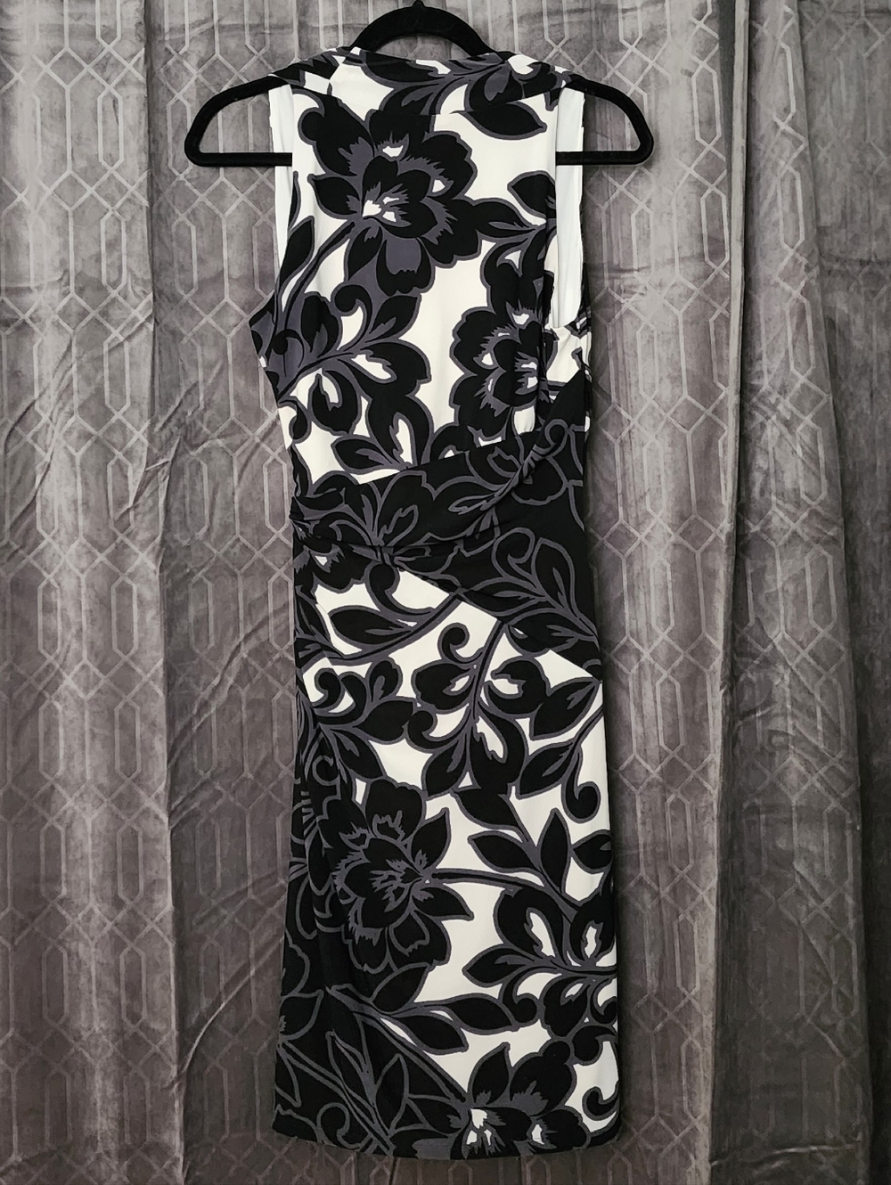 Ralph Lauren Black & White Floral Midi Wrap Dress - Picture 2 of 3